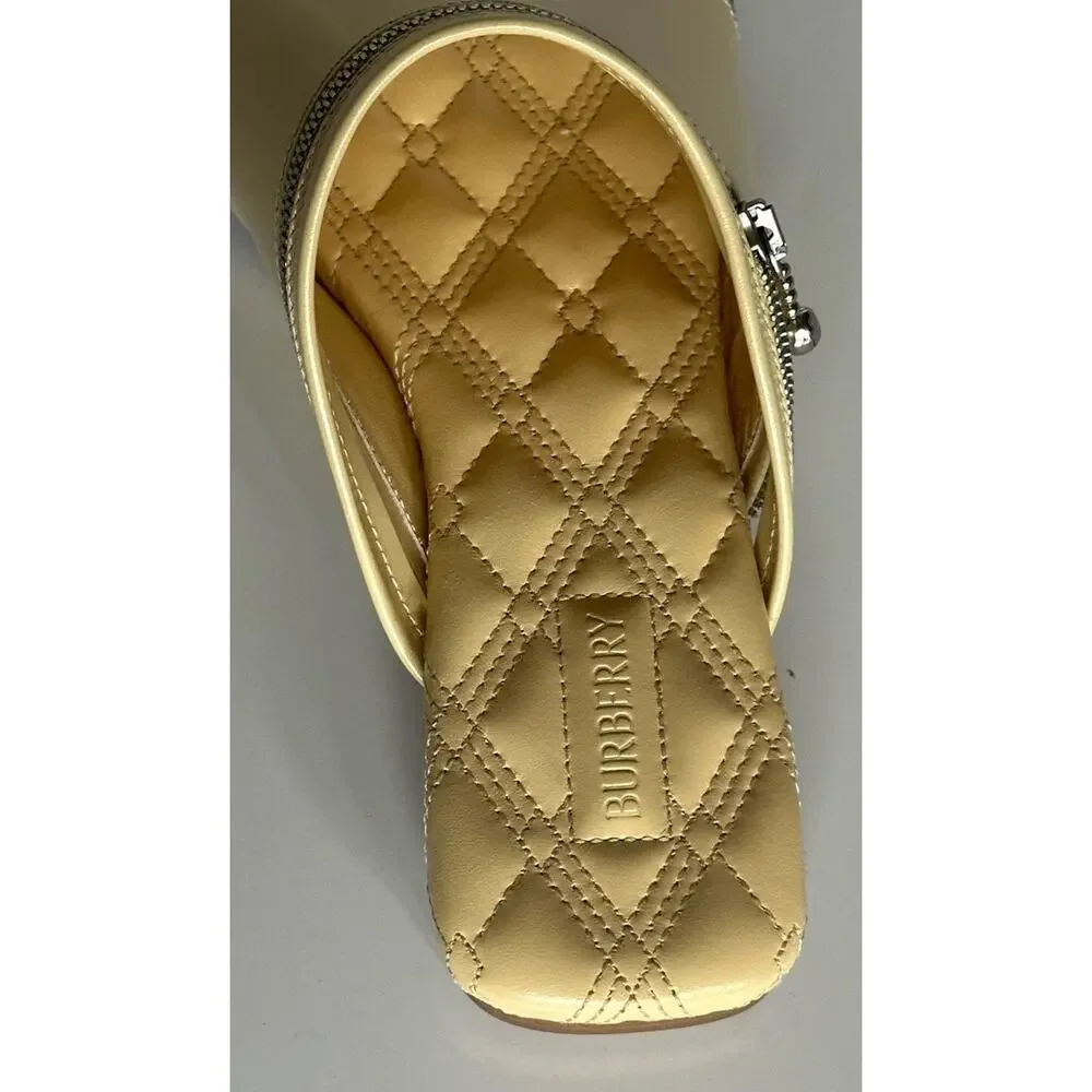 Burberry Open Toe Yellow Leather Slides Sandals 8 US (38) 8080264 IT NIB $990